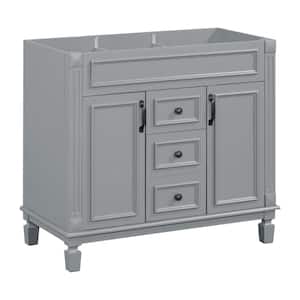 36 in. W x 18 in. D x 34 in. H Bath Vanity Cabinet without Top with 2 Soft Closing Doors and 2-Drawers in Grey
