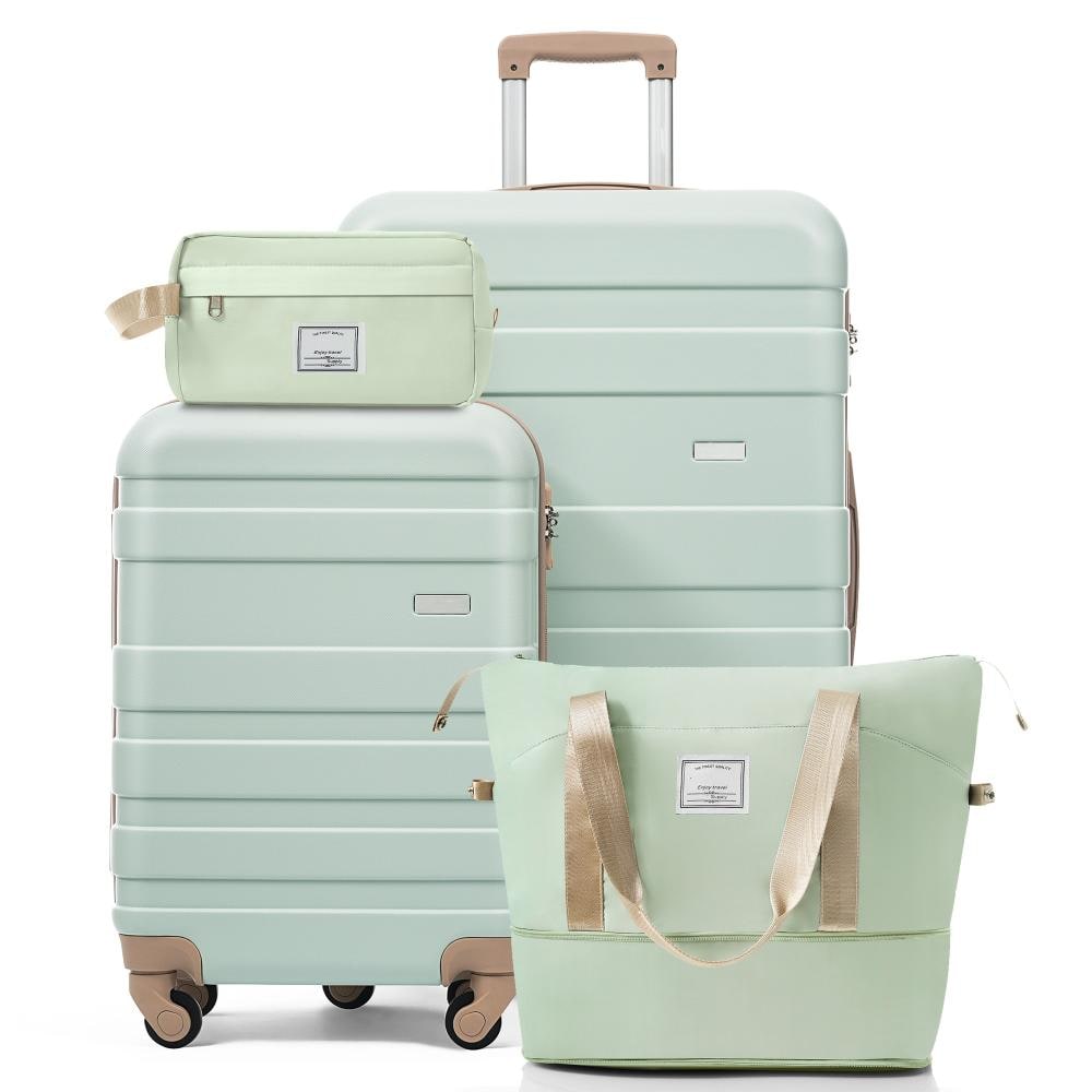 4-Piece Green Hardside Luggage Set with Travel Duffel Bag, Wet-Dry Toiletry Bag and TSA Lock