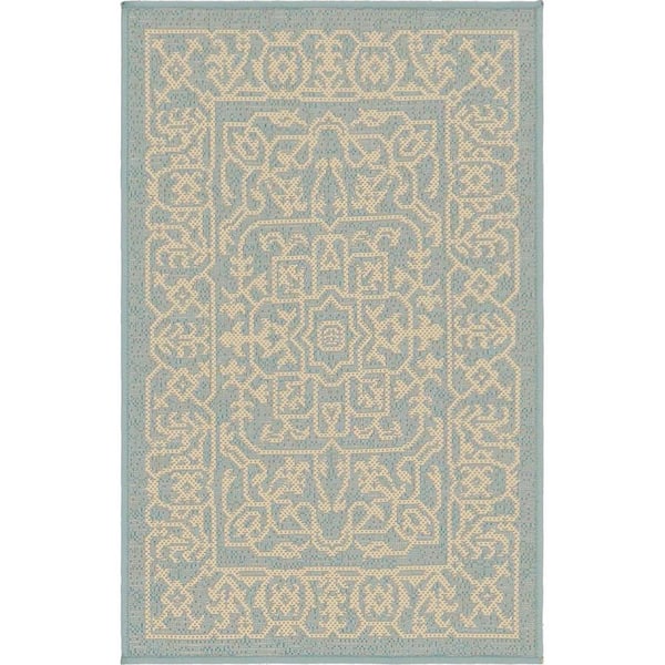 Unique Loom Outdoor Allover Light Blue 2' 0 x 3' 0 Area Rug