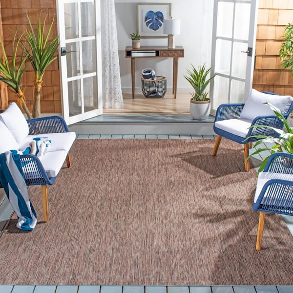 Courtyard Brown/Brown 10 ft. x 14 ft. Solid Color Diamond Indoor/Outdoor Area Rug