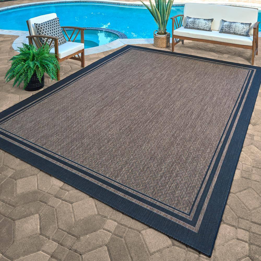 Havana Brown 5' x 7' Stain-Resistant Synthetic Flat Woven Rug
