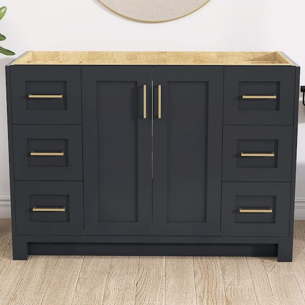 Sob 48 in. W x 21.5 in. D x 33.5 in. H Solid Wood Single Bath Vanity Cabinet without Top in Graphite Gray Assembled