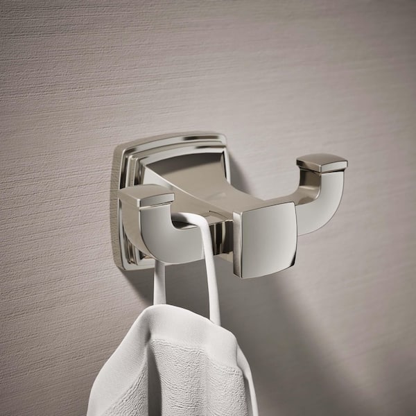 Riff J-Hook Double Robe/Towel Hook in Vibrant Polished Nickel