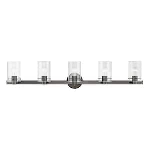 Alexander 42 in. 5-Light Black Chrome Vanity Light with Clear Glass