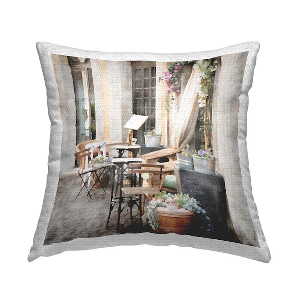 Stupell Industries Italian Patio Scenery Grey Square Outdoor Throw Pillow