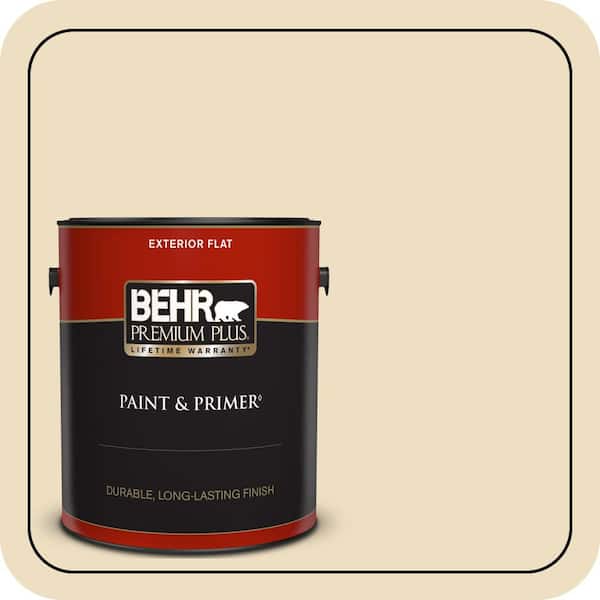 BEHR PREMIUM PLUS 1 gal. #ECC-23-1 Golden Haystack Flat Exterior Paint & Primer