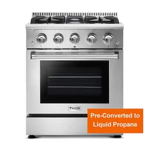 Pre-Converted Propane 30 in. 4.2 cu. ft. Gas Range in Stainless Steel