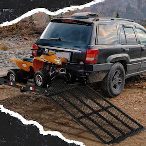 550 lbs. Capacity Hitch Mount Wheelchair Mobility Ramp Carrier w/ Rubber Strip for Smooth Loading and Scratch Prevention
