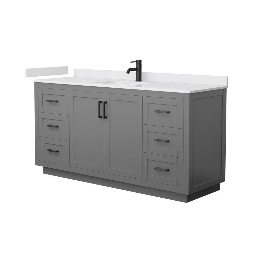 Miranda 66'' Dark Gray Single Bathroom Vanity with Marble Top