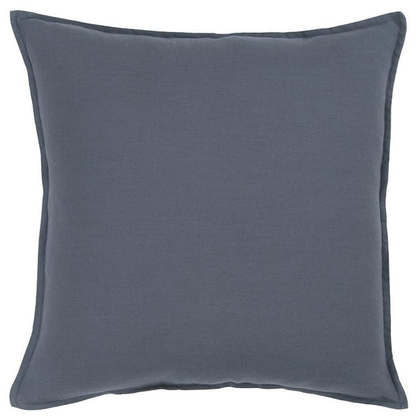 HomeRoots Slate Blue Solid Polyester 20 in. x 20 in. Throw Pillow