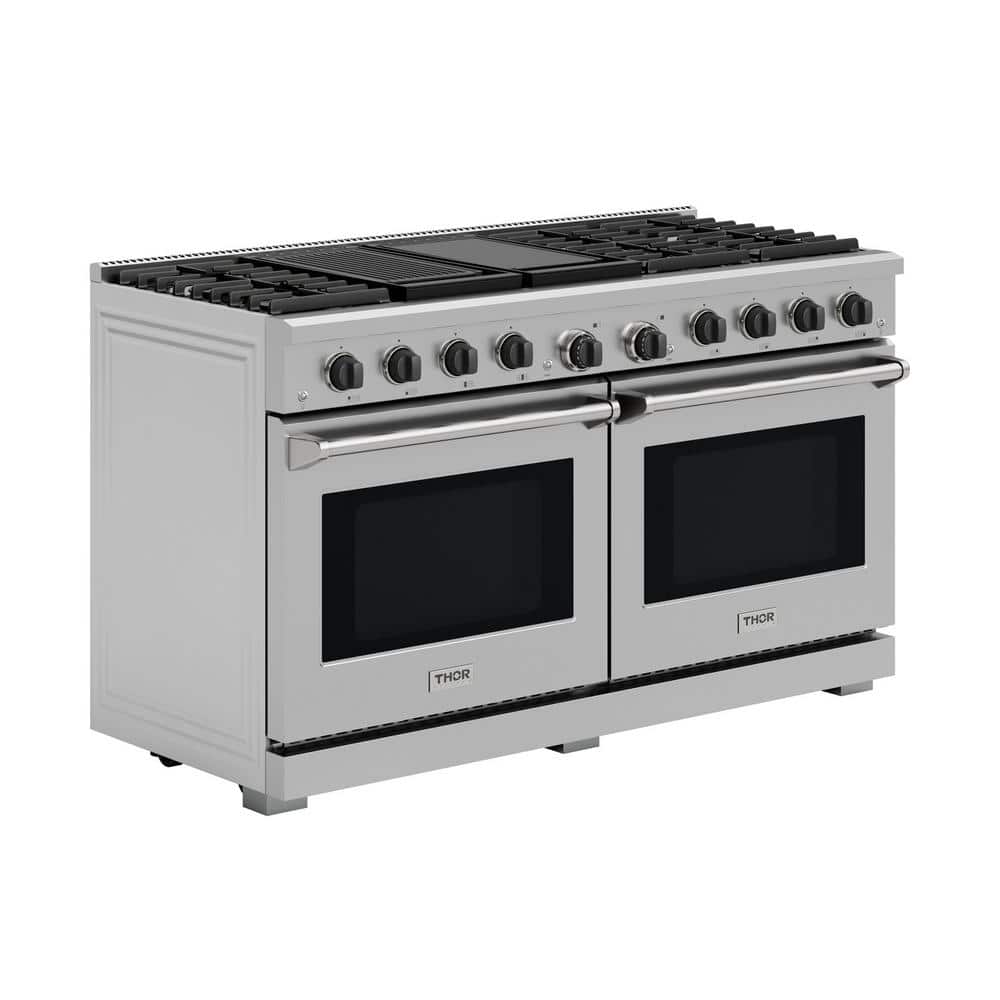 60 in. LP Converted 8 Burner 9.6 cu. ft. Freestanding Double Oven Gas Range in SS with Convect and Iron Grill/Griddle price history on PriceWatchPro