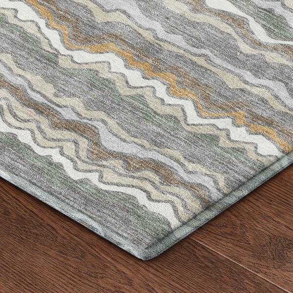 Mayfield Premium Machine Washable Abstract AMF2436 Gray 10 ft. x 14 ft. Area Rug