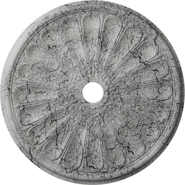 Ekena Millwork 1-1/2 in. x 31-1/2 in. x 31-1/2 in. Polyurethane Kirke Ceiling Medallion, Ultra Pure White Crackle