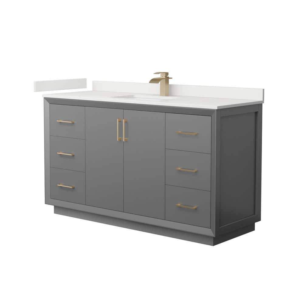 Strada 60 in. W x 22 in. D x 35 in. H Single Bath Vanity in Dark Gray with White Quartz Top price history on PriceWatchPro