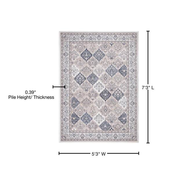 Unbranded - Kashan Panel Ivory 5 ft. x 7 ft. Area Rug