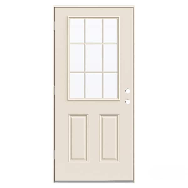 JELD-WEN 32 in. x 80 in. 9 Lite Primed Steel Prehung Right-Hand Outswing Back Door