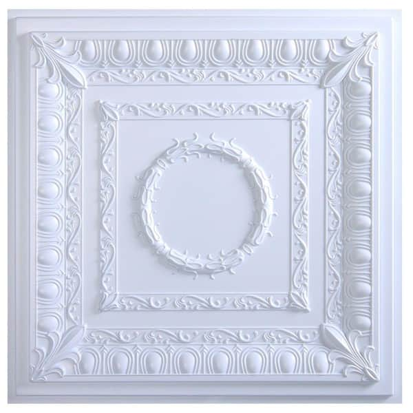 Udecor Royal 2 Ft X 2 Ft Lay In Or Glue Up Ceiling Tile In White 40 Sq Ft Case Ct 1095 White The Home Depot