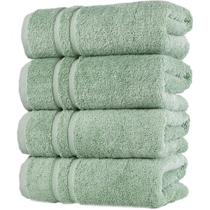 4-Piece Light Green Cotton Hand Towels