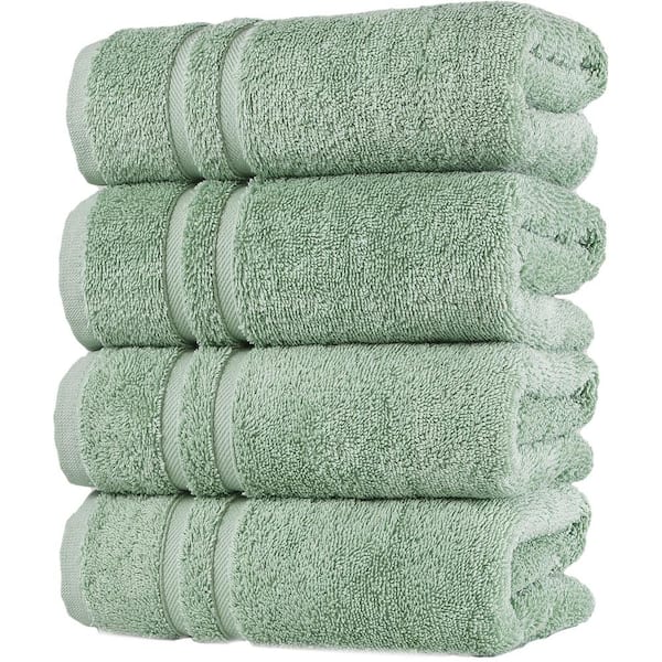 Hawmam Linen 4-Piece Light Green Cotton Hand Towels