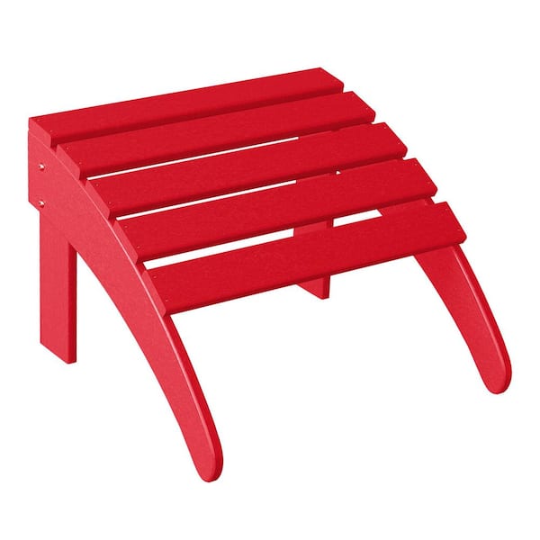 District Red Plastic Outdoor Adirondack Chair Folding Ottoman