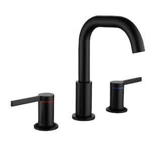 8 in. Widespread Double Handle Bathroom Faucet 3 Hole Brass Sink Faucet in Matte Black