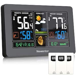 LCD 7.5 in. Color Digital Wireless Indoor/Outdoor Weather Station Thermometer with 3 Remote Sensors in Black
