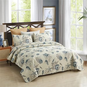 3-Piece Sea Shell Reversible King Quilt Set