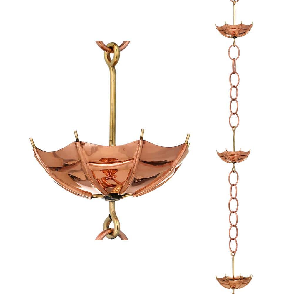 Good Directions 100% Pure Copper Umbrella Rain Chain, 8-1/2 ft. Long, Extra  Large Umbrellas, Replaces Gutter Downspout 486P-8 The Home Depot