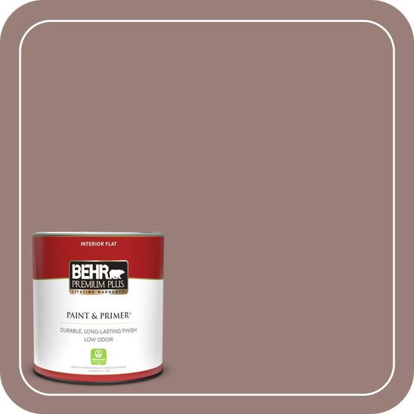 BEHR PREMIUM PLUS 1 qt. #180F-5 Cougar Flat Low Odor Interior Paint & Primer