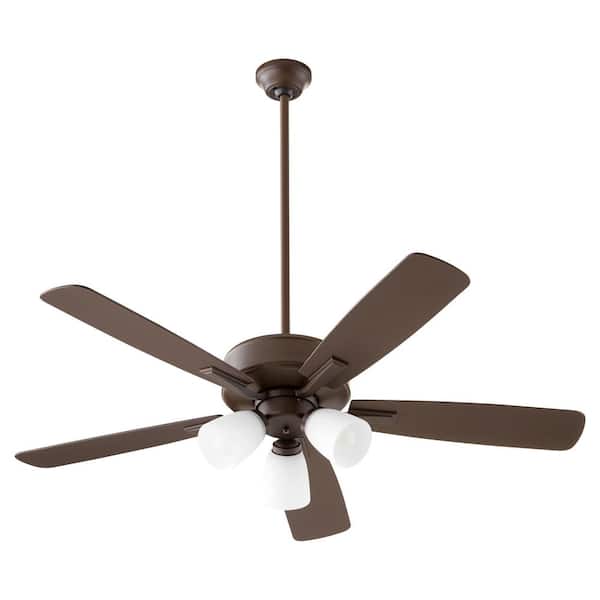 Quorum Ovation 52 in. 5 blade 3-Light 9-Watt Medium base Lamp Opal - Oiled Bronze