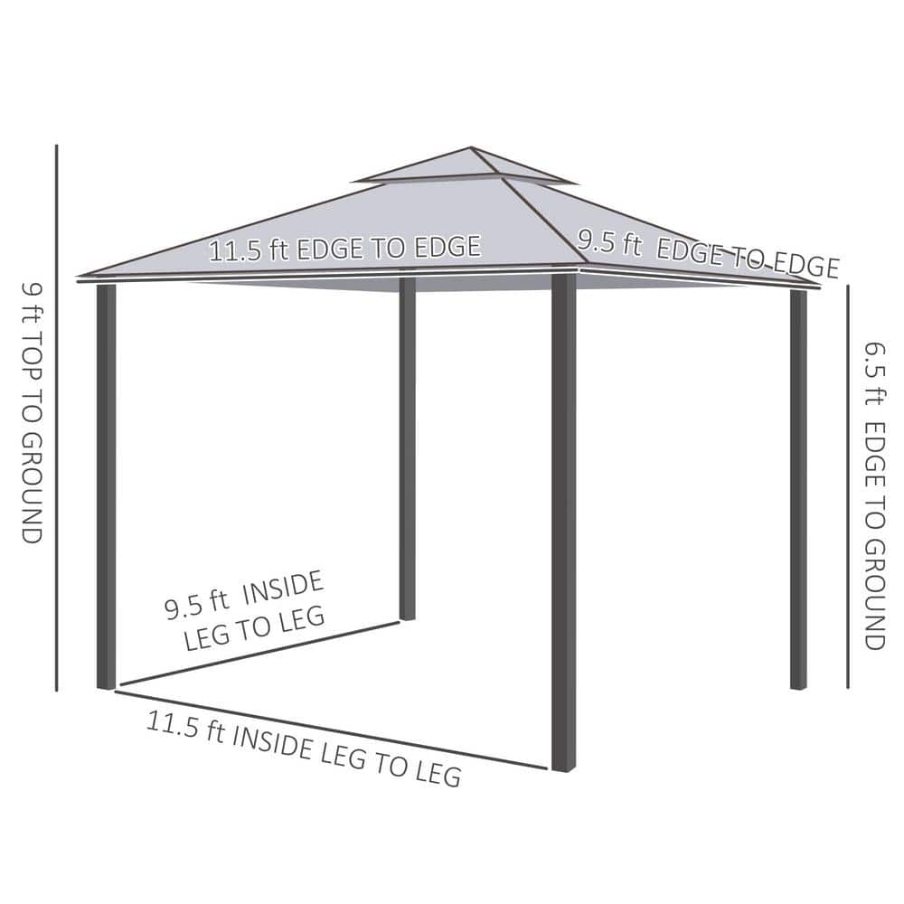 Taupe 10x12 Patio Gazebo with 2-Tier Roof and Netting