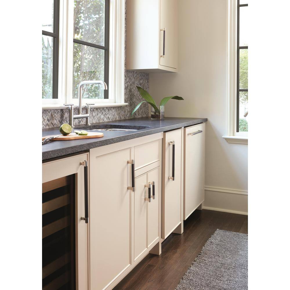 Polished Nickel and Black Bronze Cabinet Pull with Mounting Hardware