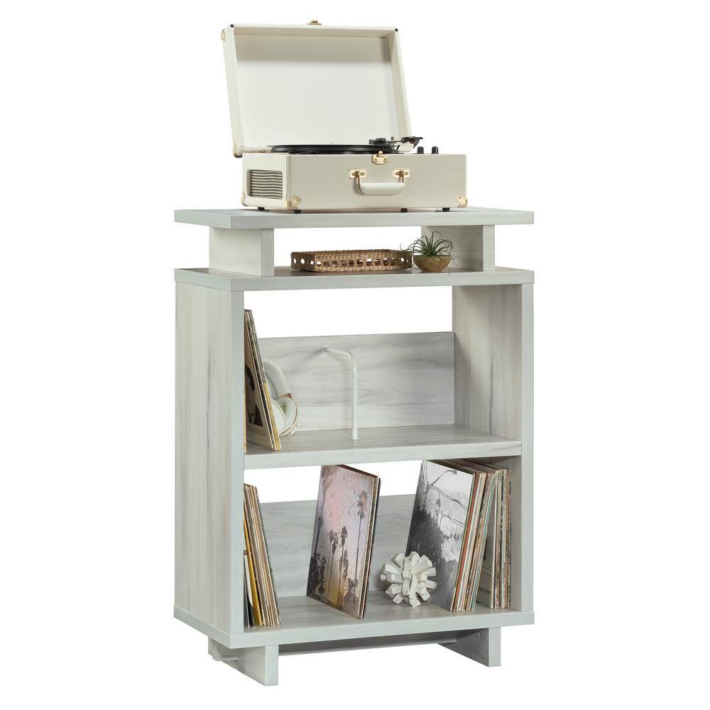 Gray Engineered Wood Bookcase with Cubes and Shelves