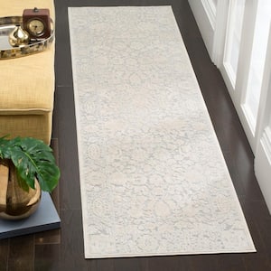 Reflection Light Gray/Cream 2 ft. x 10 ft. Floral Distressed Runner Rug
