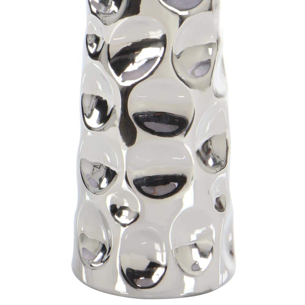 Elegant Silver Ceramic Floral Bouquet Vase 6" x 20"