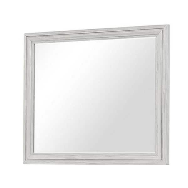 Basil White 1.5 in. W x 37.5 in. H Modern and Contemporary Rectangle Wood Framed Mirror