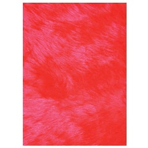 Flokati Red 3 ft. x 5 ft. Area Rug