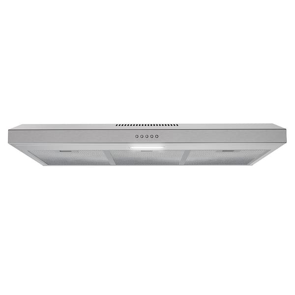 Streamline 36 in. Lagundo Ducted Under Cabinet Range Hood in Brushed Stainless Steel with Mesh Filter,Push Button Control,LED Light