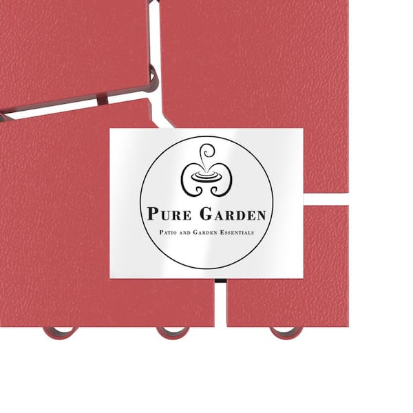 Pure Garden 11.5 in. x 11.5 in. Brick Red Outdoor Interlocking Polypropylene Patio and Deck Tiles in Brick Red (Set of 30) Pure Garden 11.5 in. x 11.5 in. Brick Red Outdoor Interlocking Polypropylene Patio and Deck Tiles in Brick Red (Set of 30)