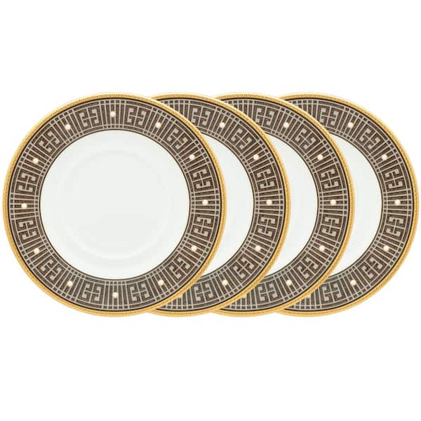 Infinity Bronze 6 in. (Bronze) Bone China Saucers, (Set of 4)