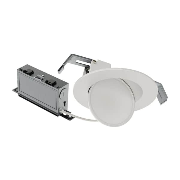 1-pack HLA 4 in. Canless LED Recessed Lighting With Super Adjustable Gimbal, CCT Select, Dimming, 600 Lumens-Round