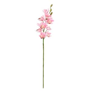 30 in. Pink Artificial Cymbidium Orchid Flower Stem Tropical Spray (Set of 3)