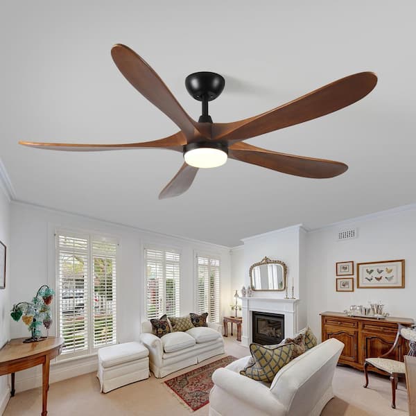 ONEMIX Tervo 62 in. Indoor Solid Wood Black Ceiling Fan with