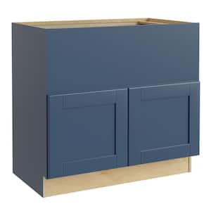 Washington Vessel Blue Plywood Shaker Assembled Vanity Sink Base Kitchen Cabinet Sft Cls 36 in W x 24 in D x 34.5 in H