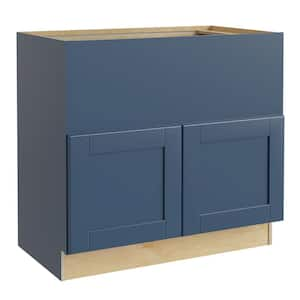 Washington Vessel Blue Plywood Shaker Assembled Farm Sink Base Kitchen Cabinet Sft Cls 36 in. W x 24 in. D x 34.5 in. H