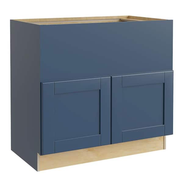 Home Decorators Collection Washington Vessel Blue Plywood Shaker Assembled Farm Sink Base Kitchen Cabinet Sft Cls 36 in. W x 24 in. D x 34.5 in. H
