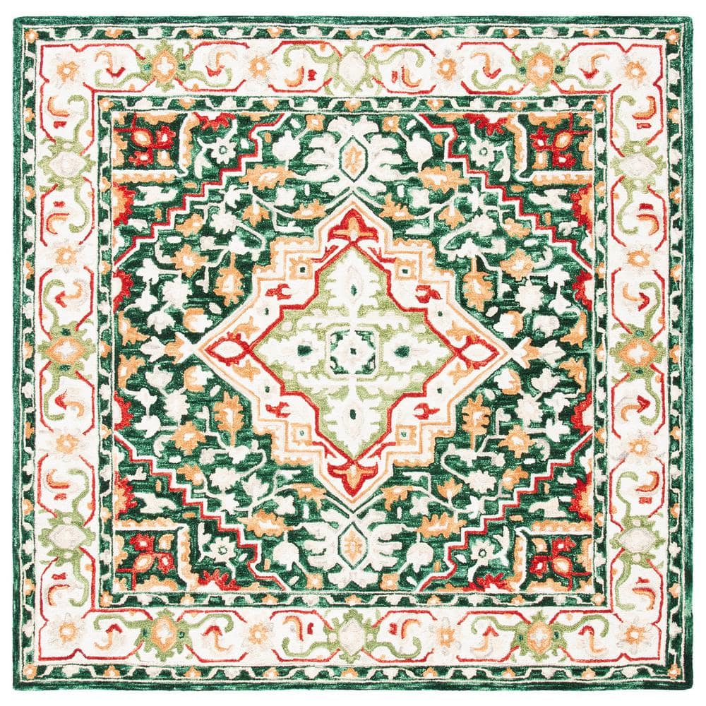 Anji Mountain 5' x 7' Medallion Red Border Jute/Chenille Rug