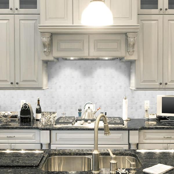 Ice Blocks White 11.875 in. x 11.875 in. Honed Marble Wall and Floor Mosaic Tile (9.79 sq. ft./Case)