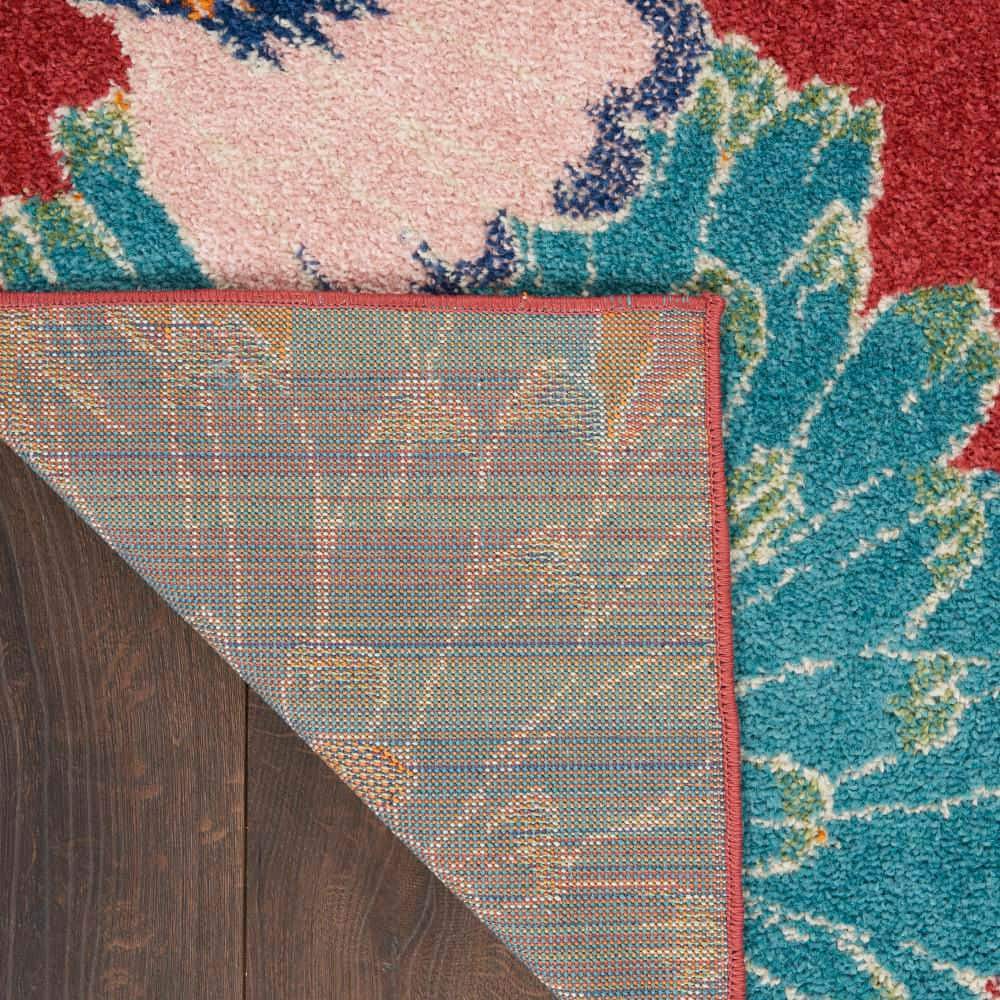 Allur Floral Essence Red Multicolor 5'3" x 7'3" Synthetic Area Rug