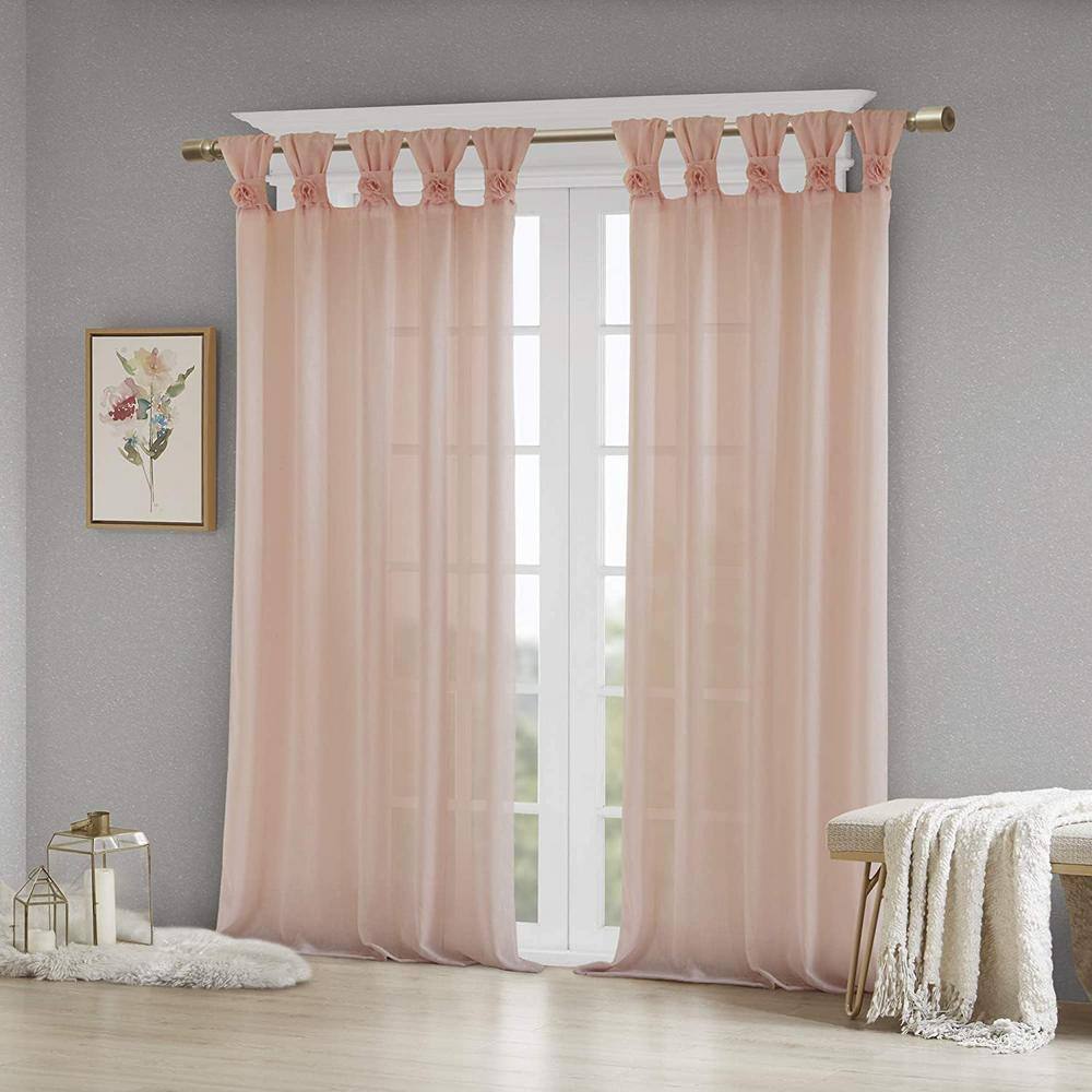 Blush Tab Top Sheer Polyester Linen Window Panel